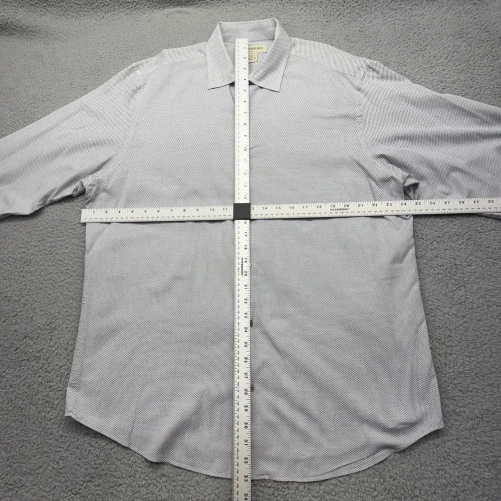Banana Republic 563977-00 Mens 17-17.5 XL Grey L/S French Cuff Button Down Shirt